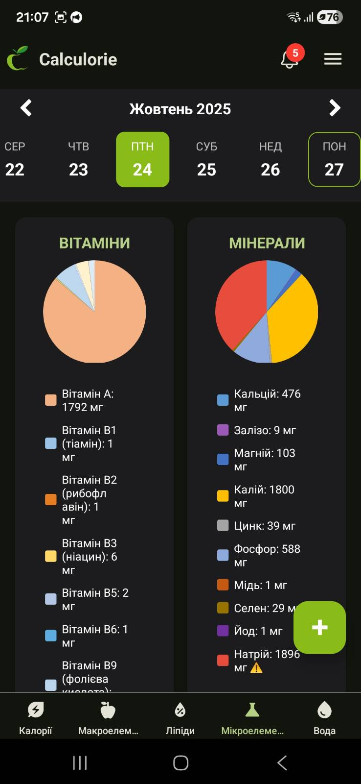 Calculorie daily tracking